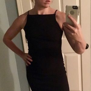 Black fitted knee length dress